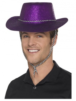 Fialový kovbojský klobouk