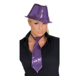 Flitrovaný klobouk - fialový
