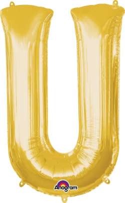 Balónek písmeno U - fóliový zlatý