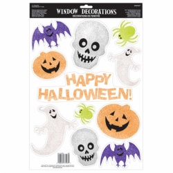 Halloweenské nálepky na sklo - třpytivé