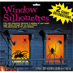 Strašidelná dekorace na okno - pavouci