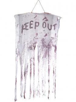 Potrhaná záclona KEEP OUT s krví
