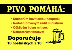 Vtipná cedulka - Pivo pomáhá