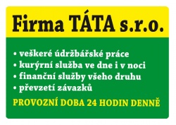 Vtipná cedulka - Firma táta, s.r.o.