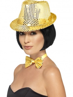 Zlatý třpytivý glitter klobouk