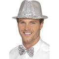 Stříbrný třpytivý glitter klobouk