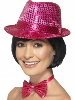 Růžový třpytivý glitter klobouk