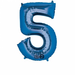 Modrý fóliový balónek číslo 5