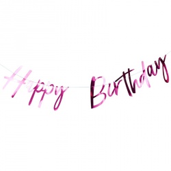Tmavě růžová girlanda Happy Birthday