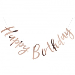 Růžovo-zlatá girlanda Happy Birthday