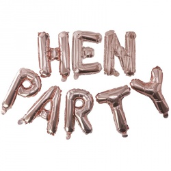 Zlato-růžové fóliové balónky HEN PARTY