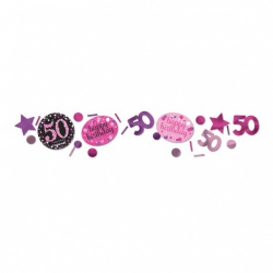 Růžové narozeninové konfety 50