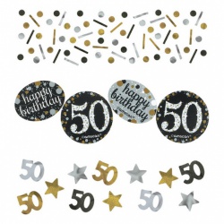 Stříbrno-zlaté narozeninové konfety 50