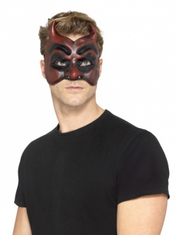 Tmavě červená latexová maska Devil