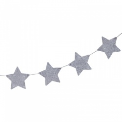Girlanda Stříbrné metalické hvězdičky