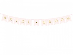 Světle růžová girlanda Bride Groom