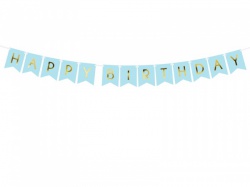 Světle modrá girlanda Happy Birthday
