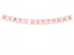 Světle růžová girlanda Happy Birthday