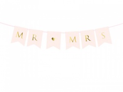 Světle růžová girlanda Mr Mrs