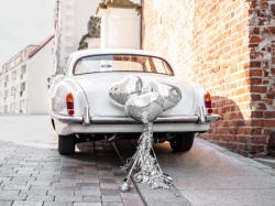Svatební sada na auto stříbrné srdce