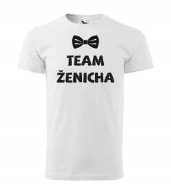 Pánské bílé tričko Team ženicha - motýlek