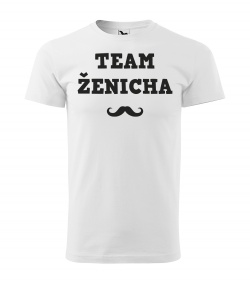 Pánské bílé tričko Team ženicha - knírek