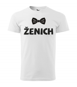 Pánské bílé tričko Ženich - motýlek