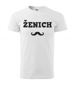 Pánské bílé tričko Ženich - knírek