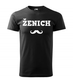 Pánské černé tričko Ženich - knírek
