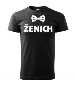 Pánské černé tričko Ženich - motýlek