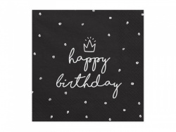 Černé ubrousky Happy Birthday