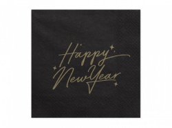 Černé ubrousky Happy New Year