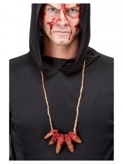 Halloweenský náhrdelník s krvavými prsty