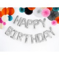Fóliový balónek Happy Birthday stříbrná