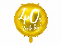 Zlatý fóliový balónek 40th Birthday