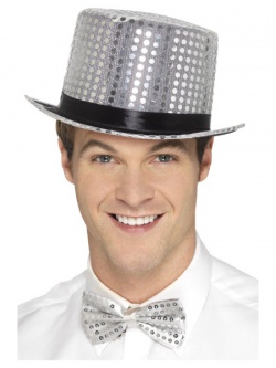 Stříbrný glitter klobouk