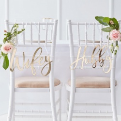Svatební nápisy na židle - Wifey & Hubby