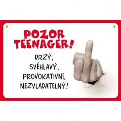 Vtipná cedulka: Pozor teenager