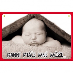 Vtipná cedulka: Ranní ptáče mě může...