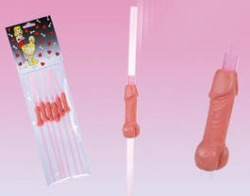 Brčka ve tvaru penisu - růžová