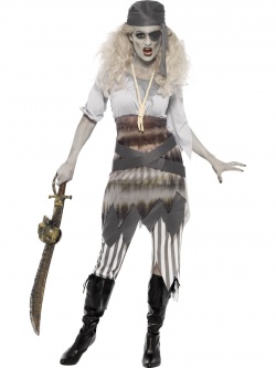 Kostým Zombie pirátka - pruhované legíny